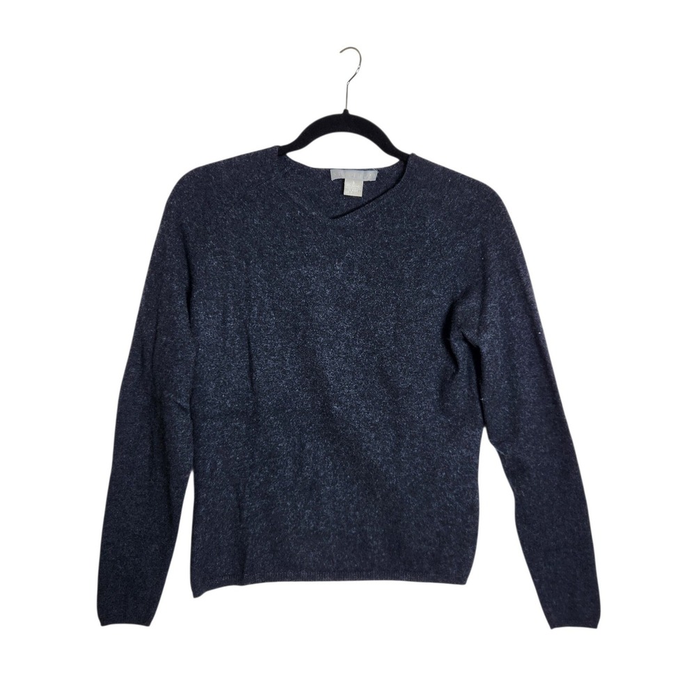 Studio 121 Womens 100% Cashmere V-Neck Sweater Gray Size Small
